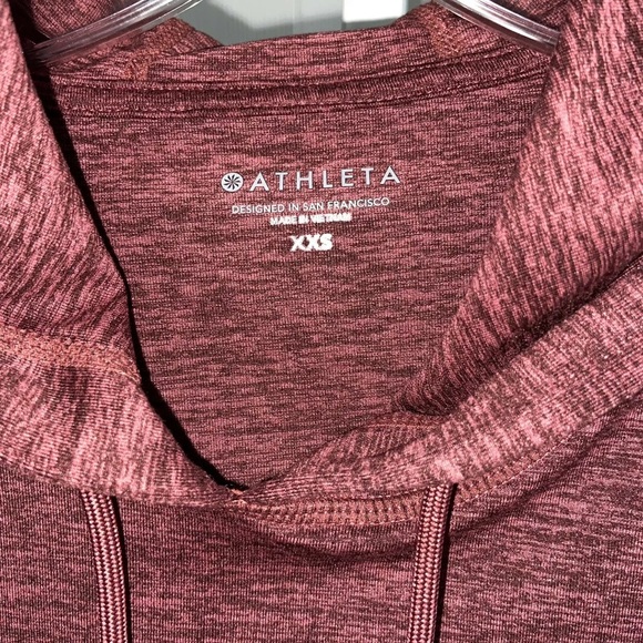 Athleta Uptempo Short Crop Hoodie Top Size XXS Super Soft Antique Burgundy - Picture 5 of 12